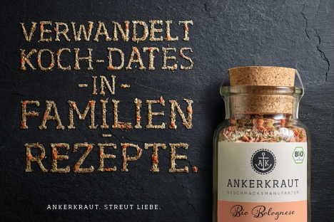 Ankerkraut baut auf die Kreativ-Power von Jung von Matt NEXT ALSTER - Ein Motiv aus der Ankerkraut-Kampagne "treut Liebe" - Abb.: Jung Von Matt